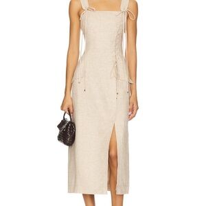 Morgan Midi Dress in Dune Beige